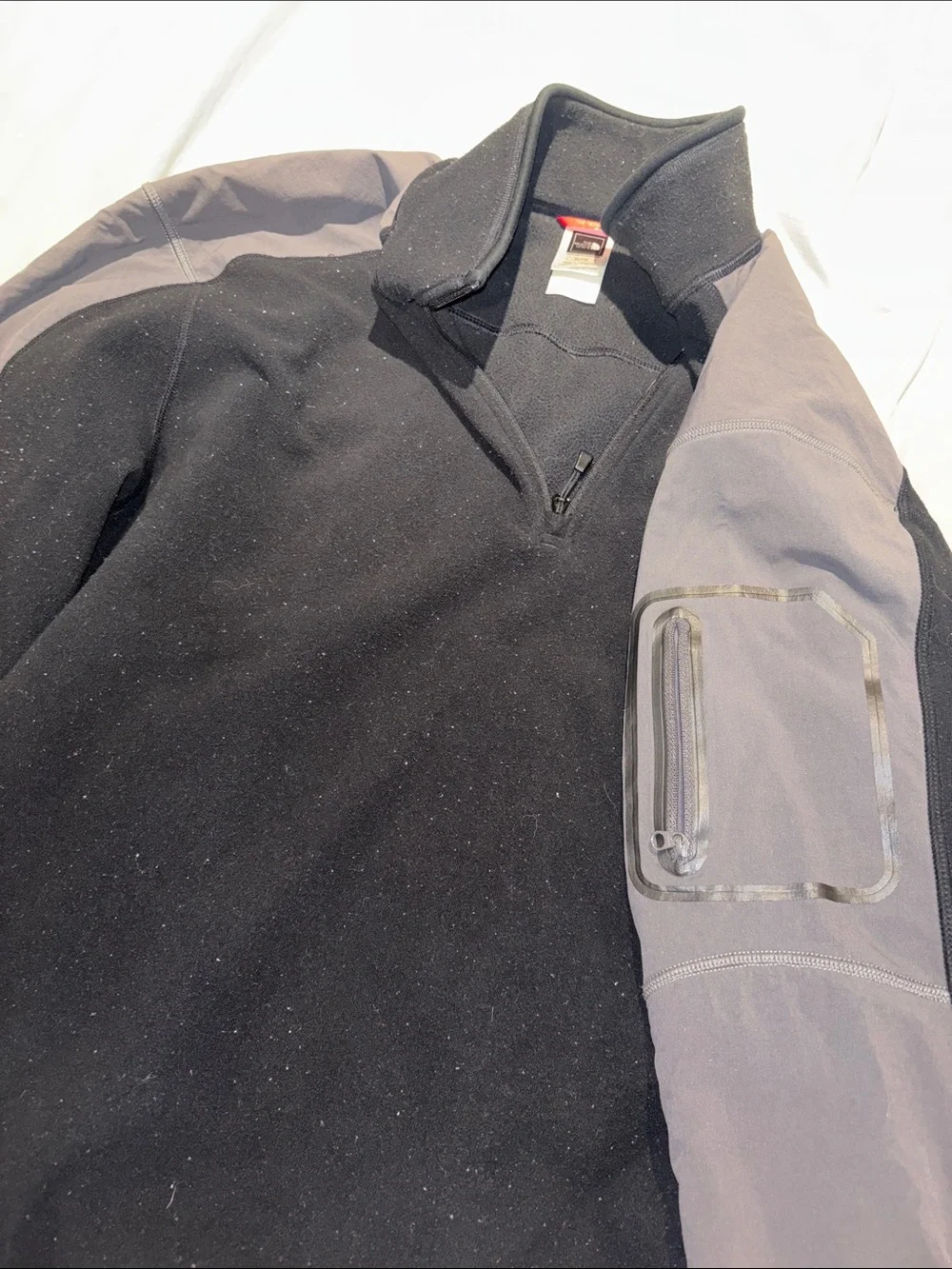 The North Face Men's Black V-Neck Pullover with Gray Shoulder Panels
